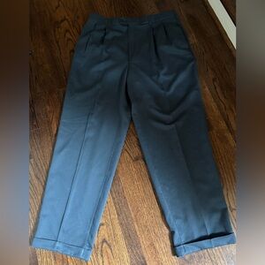 Savane Silkworks blue gray polyester pleated & cuffed dress pants. 38x32.